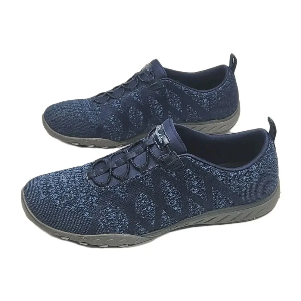 Skechers Sneaker Shoe Loafer Blue Wide Fit Women Sz 9.5 Foam Slip-on 100301W